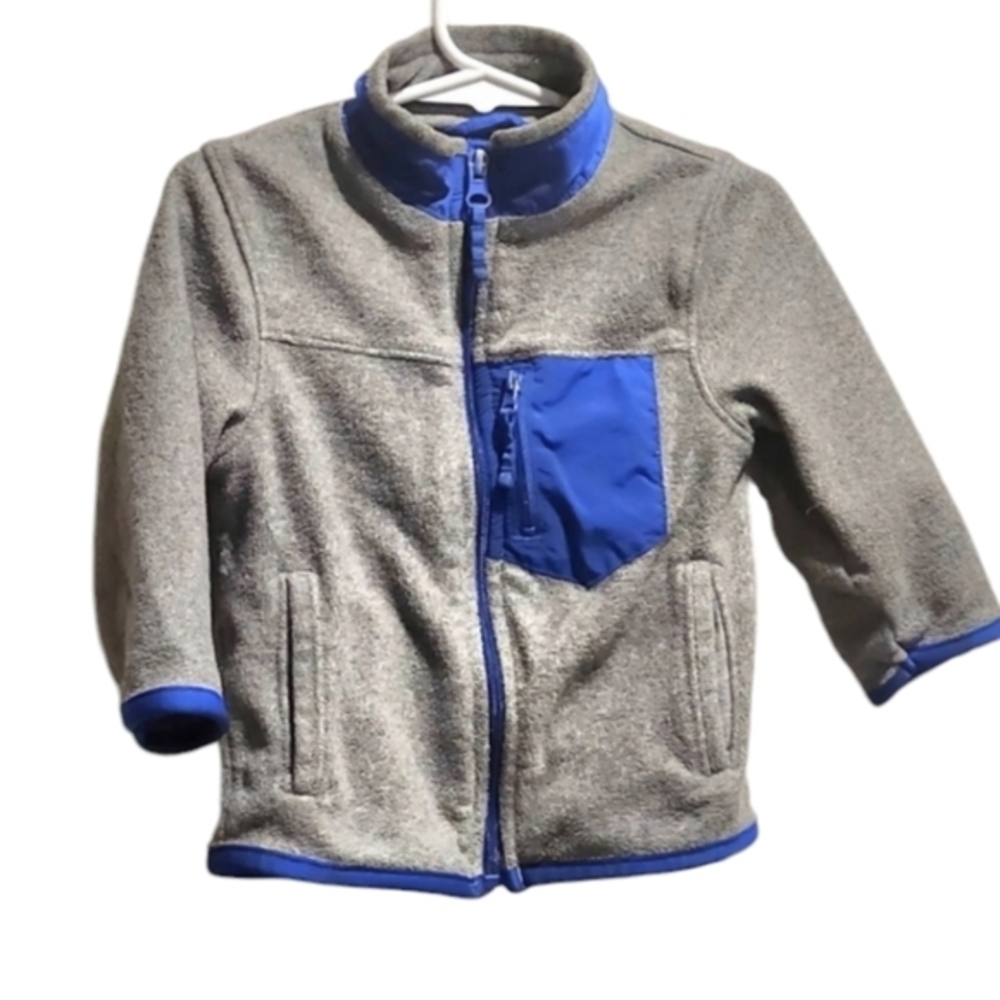1989 Place Boys Fleece Sweater with Front Zip Pocket Blue and Gray 18-24‎ Months